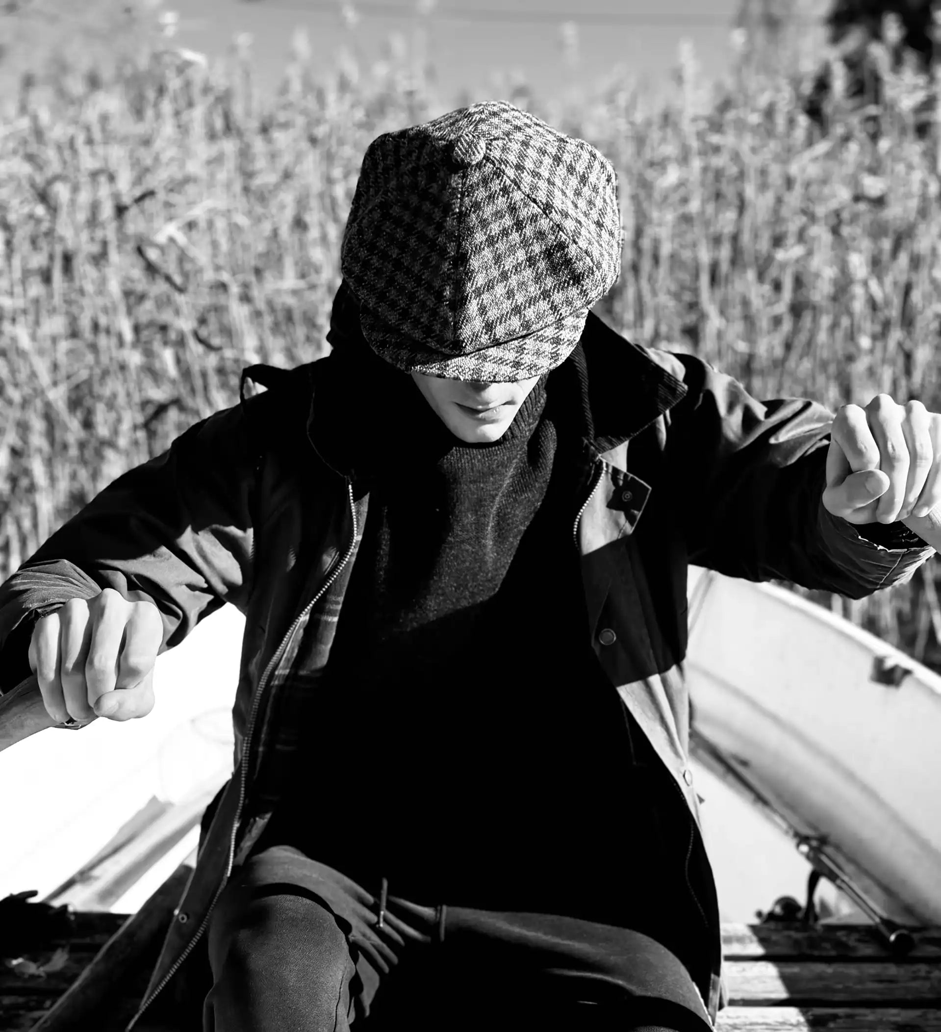 Fisherman rowing a boat